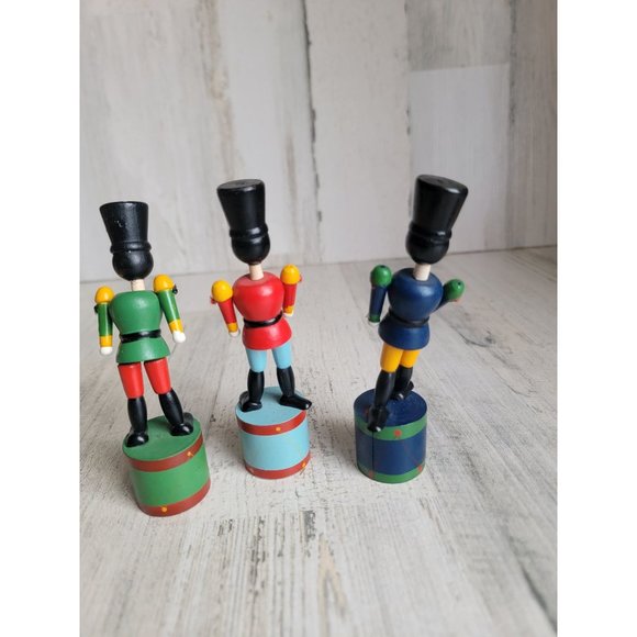 Wooden Nutcracker vintage push collapsible toy figure set Xmas - Picture 6 of 7